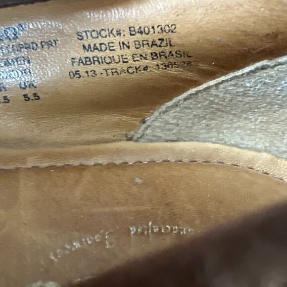 Sebago Surrey Tie Camel Hair Wedge Shoe Womens 8 Leather Suede Slip On Leopard - Picture 9 of 10